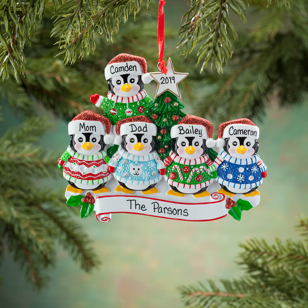 personalized-penguins-in-ugly-sweaters-ornament | Kimball Corner